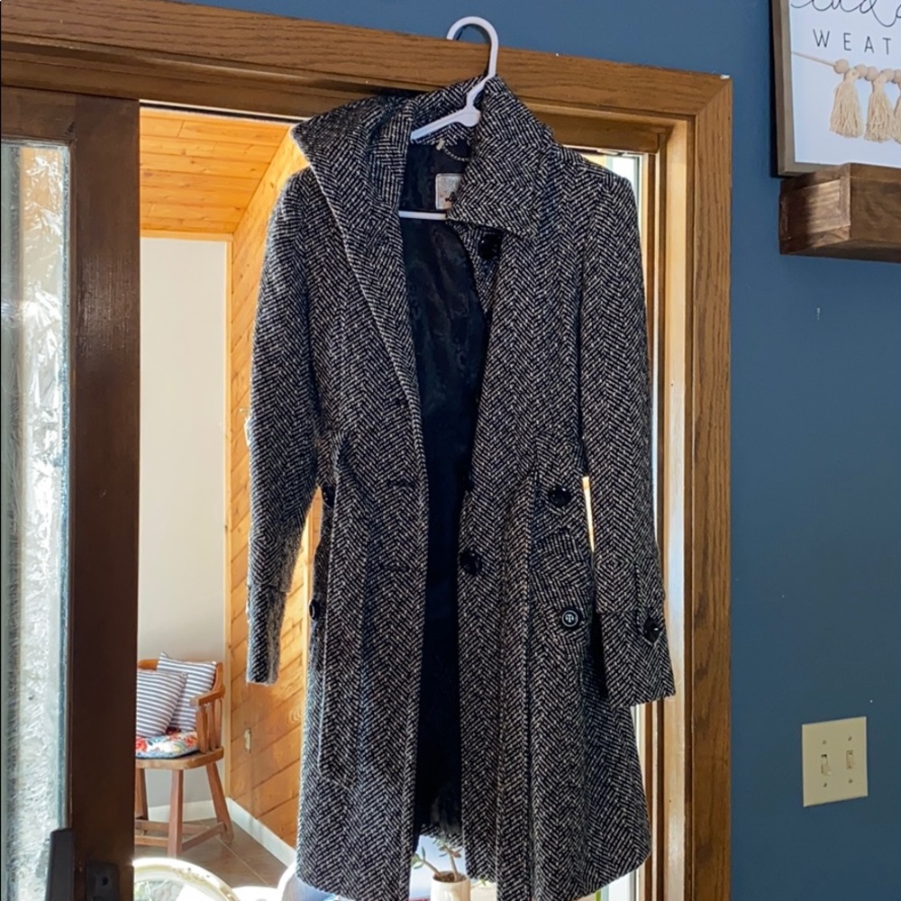 Black and white peacoat